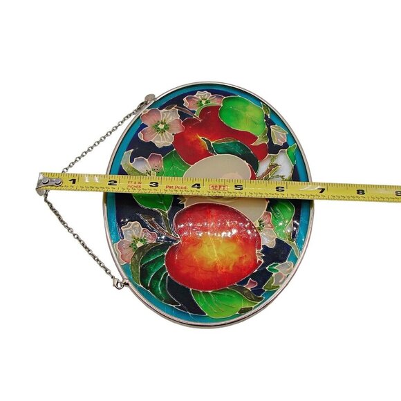 Amia Stain Glass Hanging Suncatcher Apple Floral Fruit Bright Colors Framed 7x5" - Picture 6 of 8